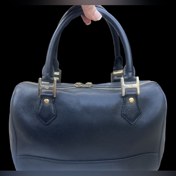 EUC- MCM Black Leather Gold Studded Boston Bag w/ unbranded xbody strap - Picture 9 of 16